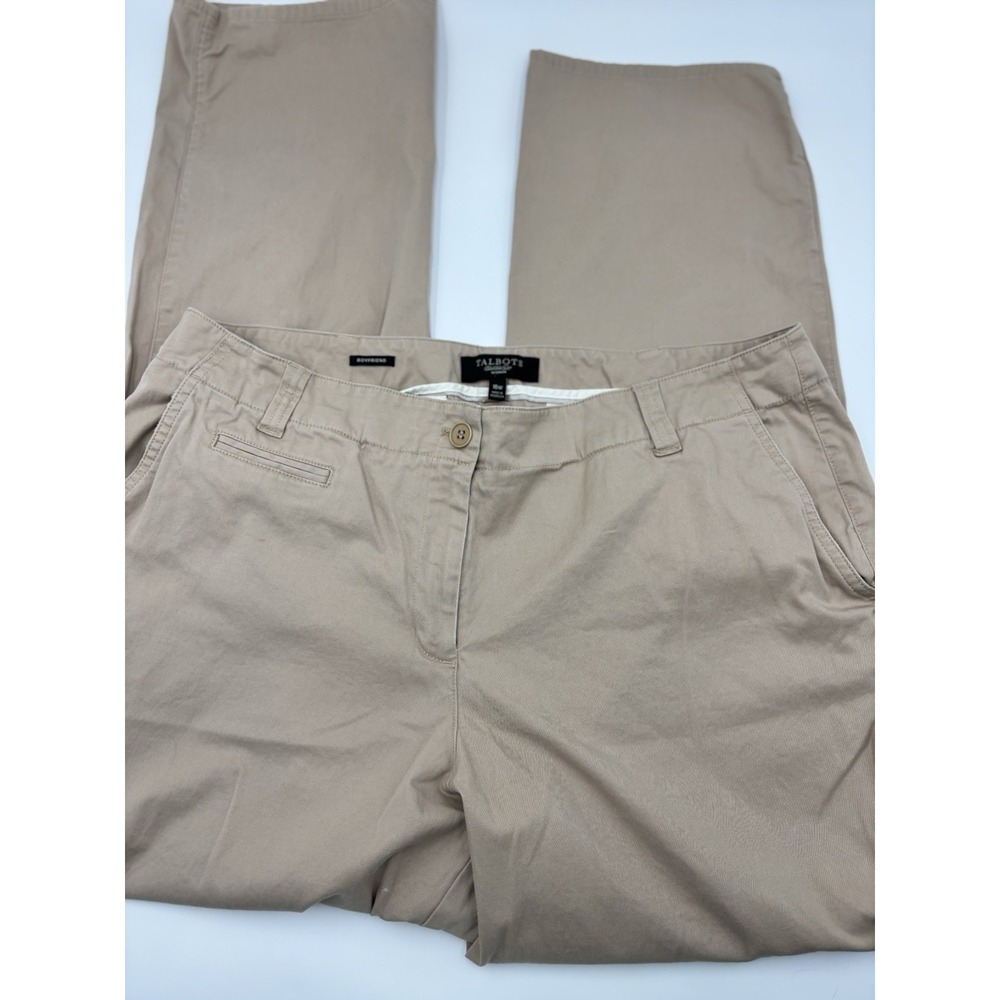Talbots Women Boyfriend Pants 16W Beige Cotton Mid Rise Straight Leg Pocket Plus - Picture 5 of 10